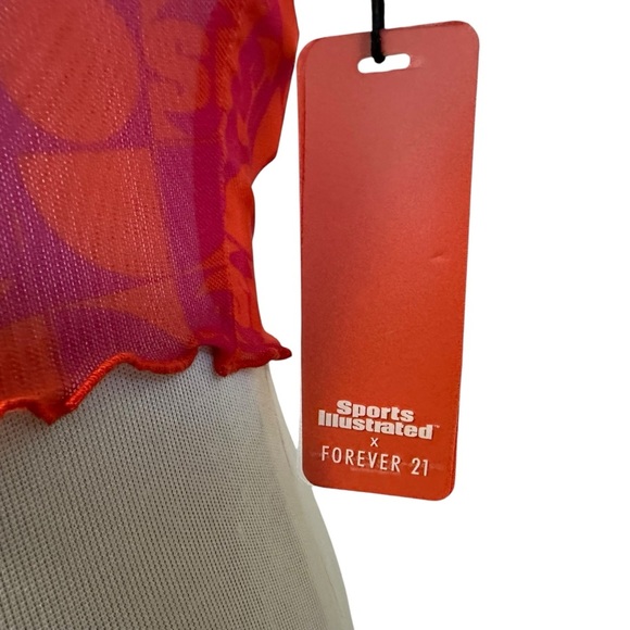 Forever 21 x Sports Illustrated Swim Cover-Up Tee Small Orange Purple Sheer SS - Picture 4 of 9